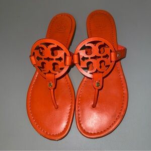 Tory Burch Leather Sandals Size 10 Orange